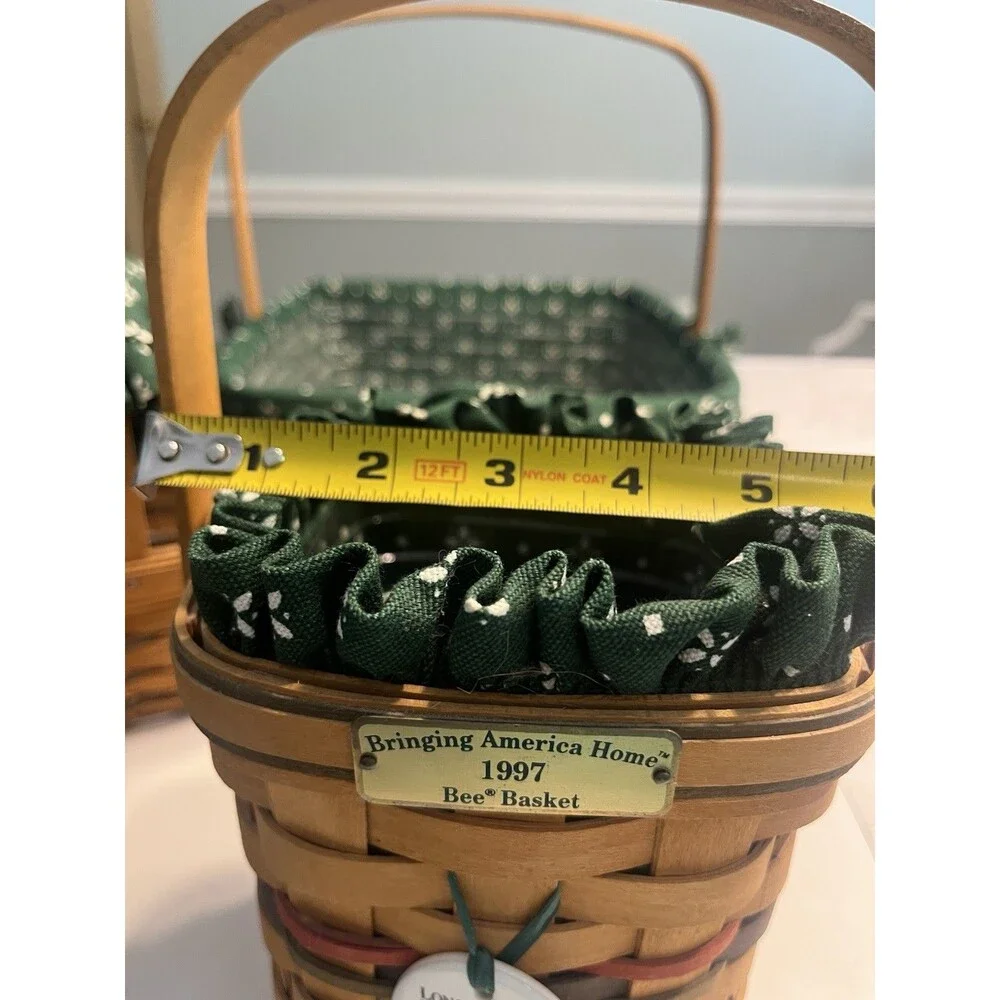 5 Longaberger Basket Pie Bee Small Key Sage Green Traditions Liner Protectors